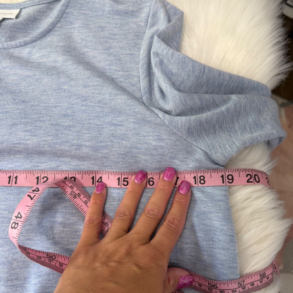 Pure Jill J. Jill - Luxe Tencel Knit Jersey Dress Heathered Baby Blue Petite S - Picture 7 of 8